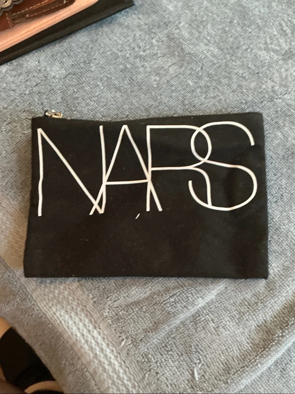 NARS Black Canvas Logo Zip Pouch with White Print